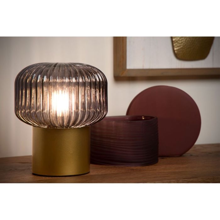 Złota lampa stołowa retro, Jany, z przełącznik