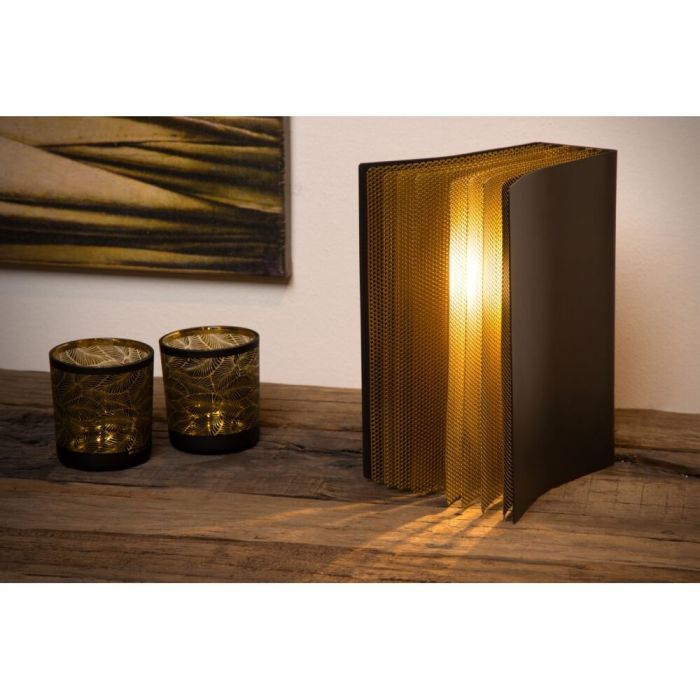 Złota lampa stołowa retro, Extravaganza Livret, z przełącznik