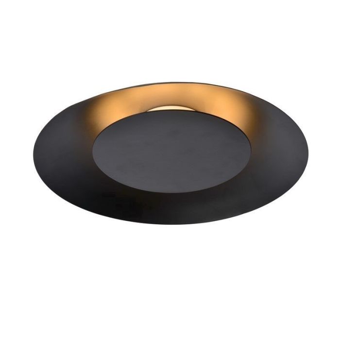 Czarny plafon sufitowy nowoczesny, Foskal, 12W, 2700K LED