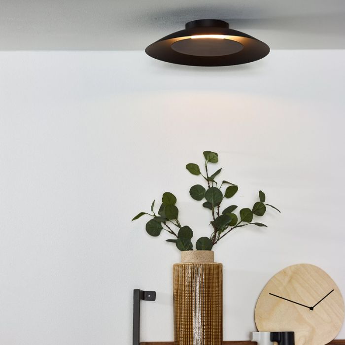 Czarny plafon sufitowy nowoczesny, Foskal, 12W, 2700K LED