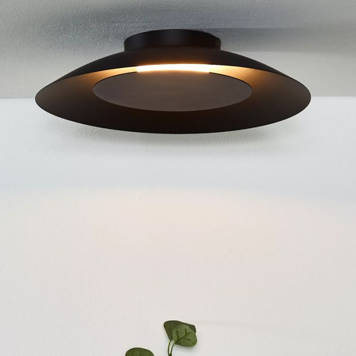 Czarny plafon sufitowy nowoczesny, Foskal, 12W, 2700K LED