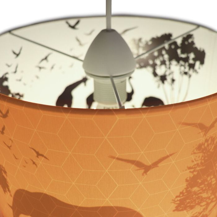 Tkanina lampa wisząca dla dzieci pomarańczowa, Safari