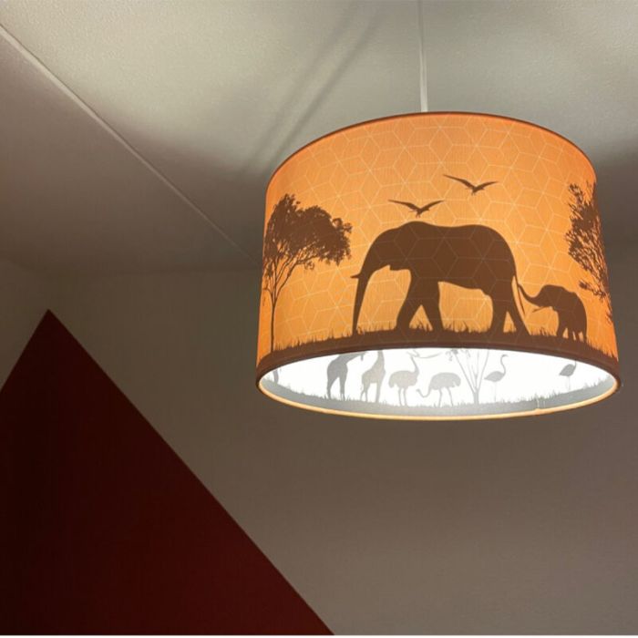 Tkanina lampa wisząca dla dzieci pomarańczowa, Safari