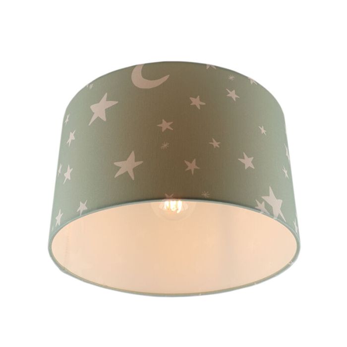 Tkanina lampa sufitowa dla dzieci zielona, Stars