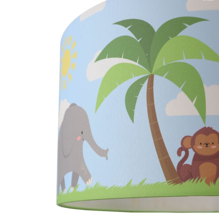 Tkanina lampa sufitowa dla dzieci niebieska, Jungle Time
