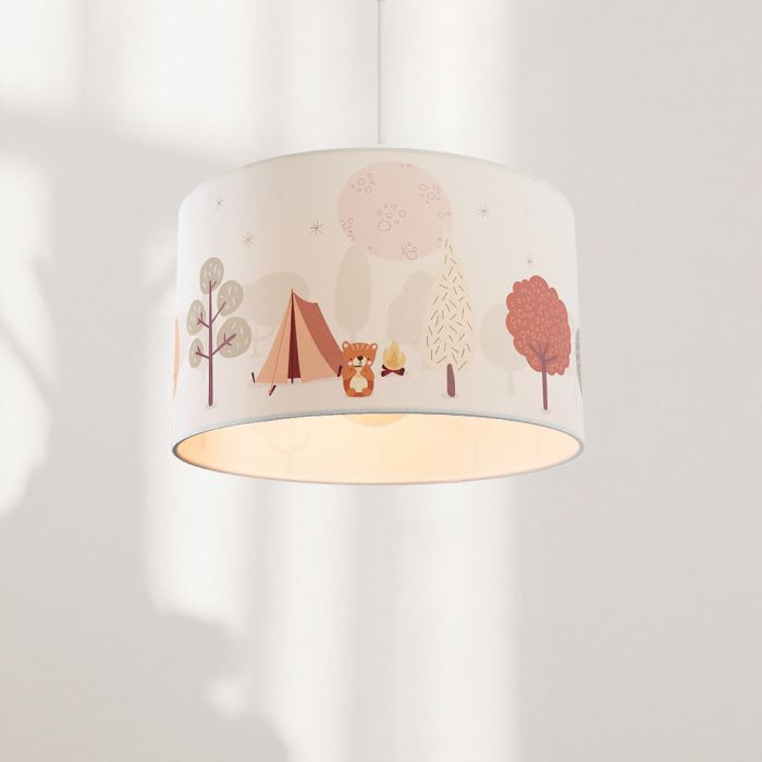 Tkanina lampa wisząca dla dzieci biała, Forest life