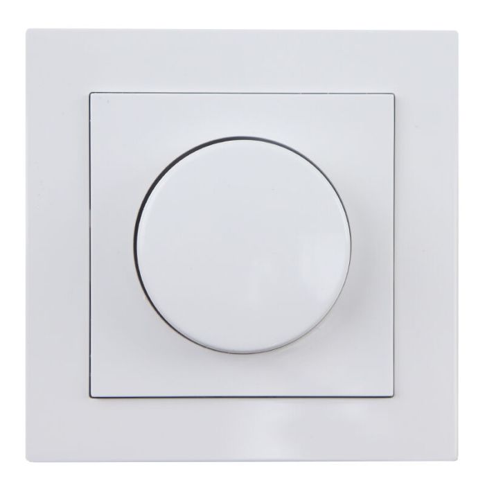 Ściemniacz LED, 0,5 - 200W, z białą ramką i płytą centralną