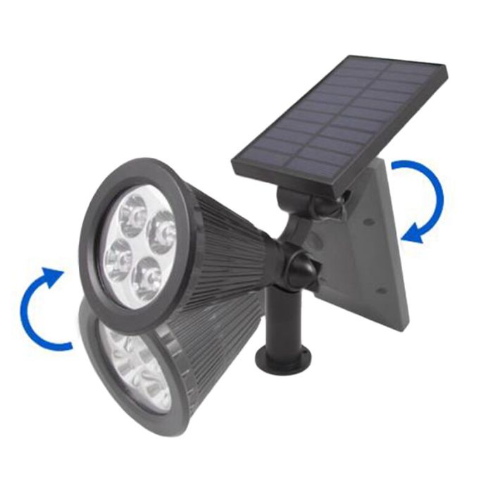 Czarna solarna lampa dogruntowa, Oualid, 2W, 5500K LED, IP65
