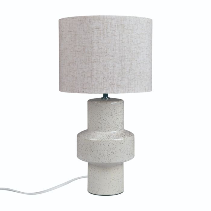 Ceramiczna lampa stołowa beżowa, Dugan, z przełącznik