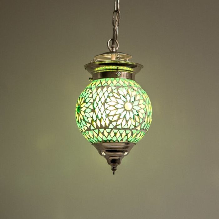 Mozaikowa orientalna lampa wisząca zielona, Nisrin
