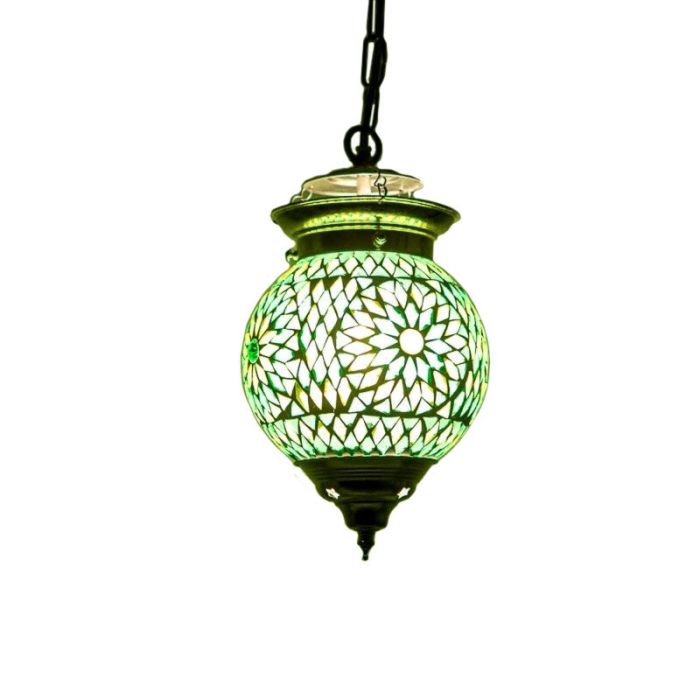 Mozaikowa orientalna lampa wisząca zielona, Nisrin
