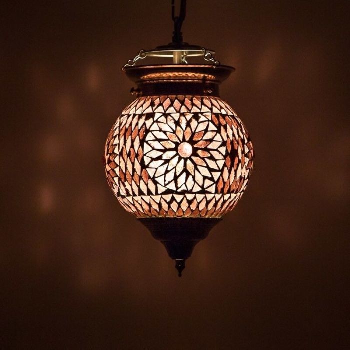 Mozaikowa orientalna lampa wisząca fioletowa, Nisrin