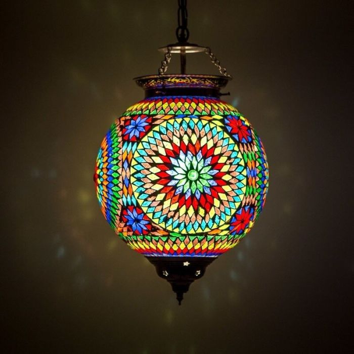 Mozaikowa orientalna lampa wisząca wielokolorowa, Aziza