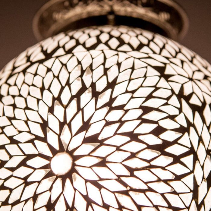 Mozaikowa orientalna lampa wisząca biała, Isa