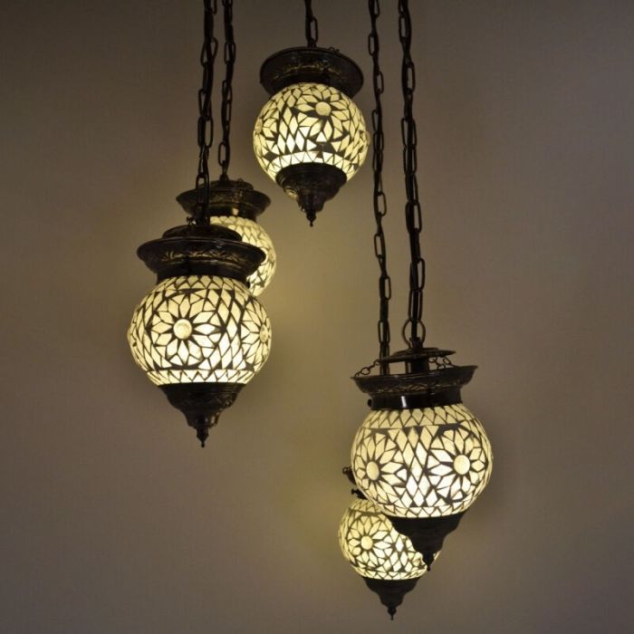 Mozaikowa orientalna lampa wisząca przezroczysta, Amir