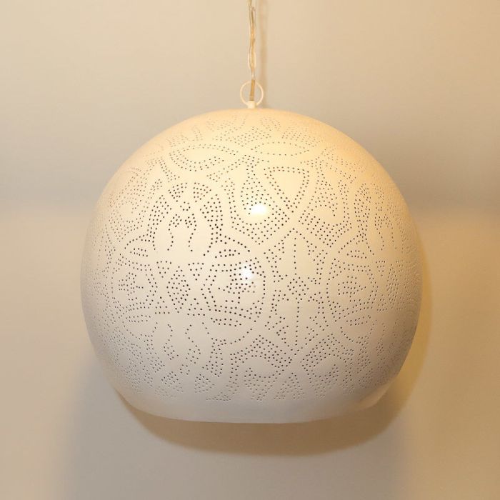 Filigranowa orientalna lampa wisząca biała, Alyssa