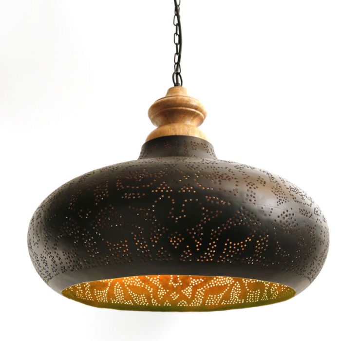 Filigranowa orientalna lampa wisząca czarna, Zina