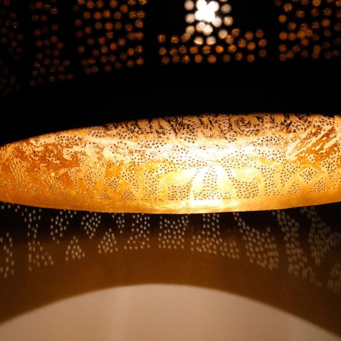 Filigranowa orientalna lampa wisząca czarna, Zina