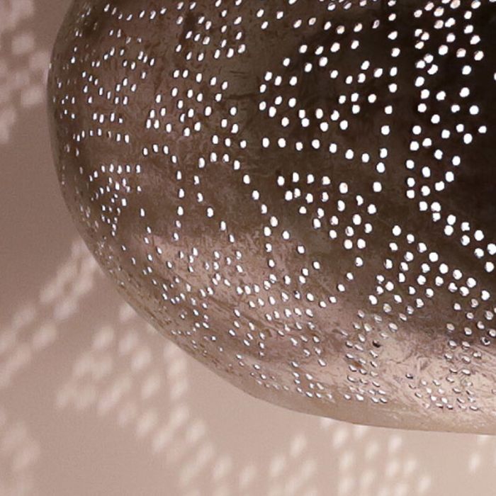 Filigranowa orientalna lampa wisząca srebrna, Zina