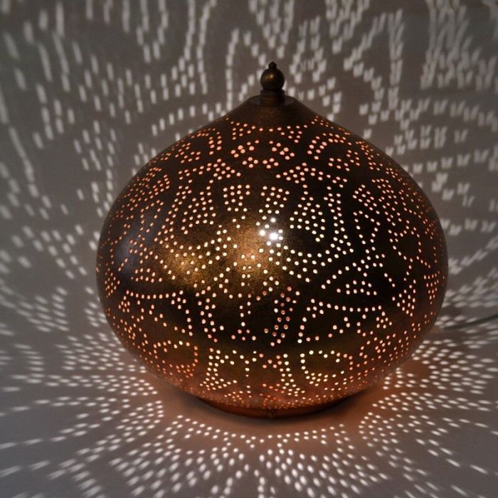 Filigranowa orientalna lampa stołowa miedziana, Nour