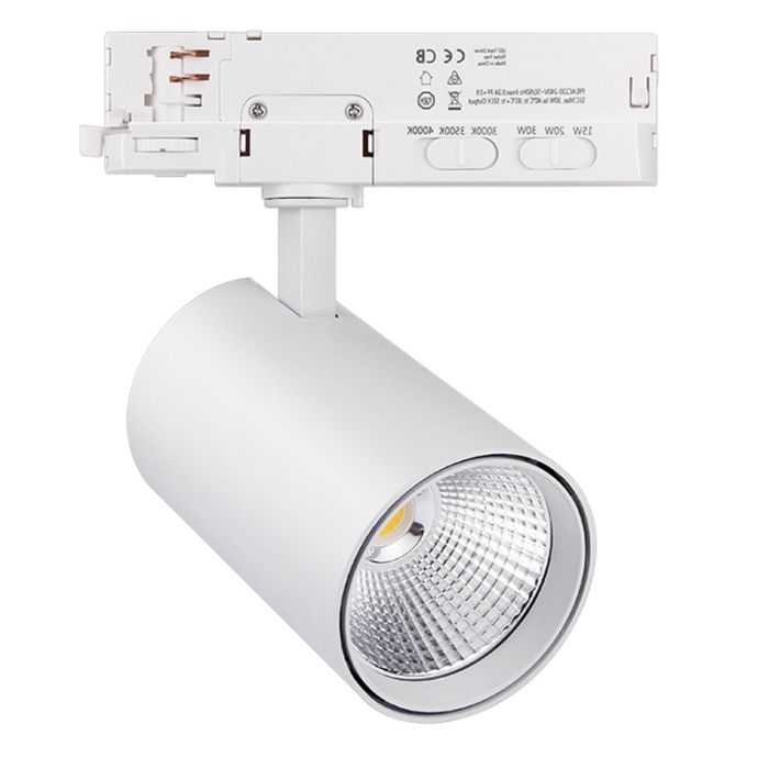 Biały reflektor do szynoprzewodu 3 fazowe, Rozina, 10W/20W/30W, white switch LED