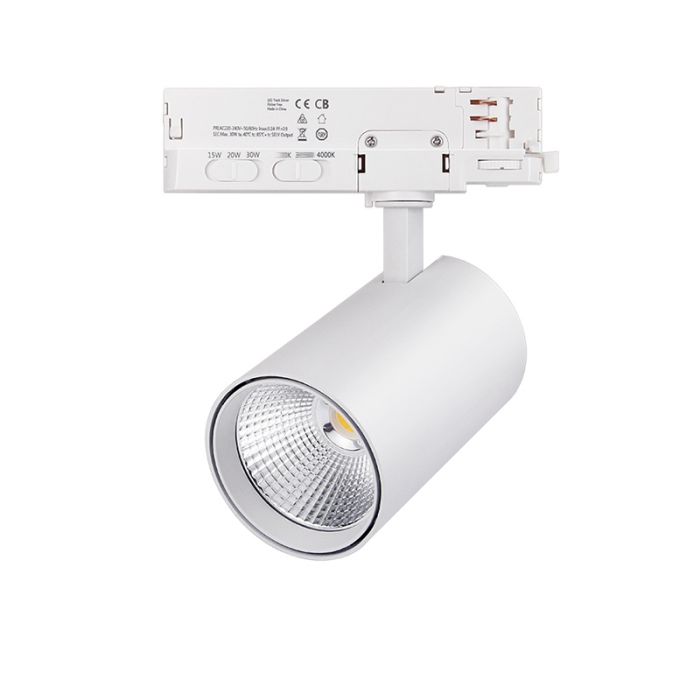 Biały reflektor do szynoprzewodu 3 fazowe, Rozina, 10W/20W/30W, white switch LED