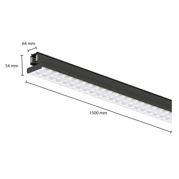 Lampa szynowa 3-fazowa czarna Tora, 27W, 3000K, 150 cm, Pro