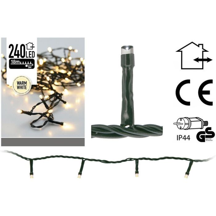 18m zewnętrzne lampki choinkowe LED, 240 ciepłych białych lampek
