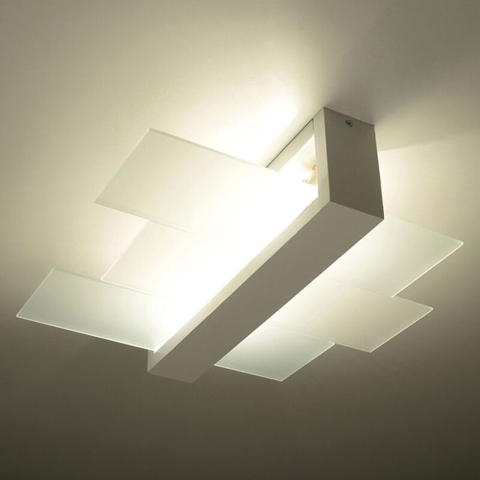 Szklana lampa sufitowa biała, Fouzia