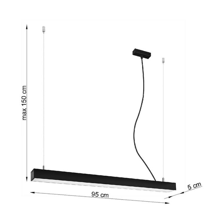 Aluminiowa lampa wisząca czarna, Mascha, 31W, 3000K LED