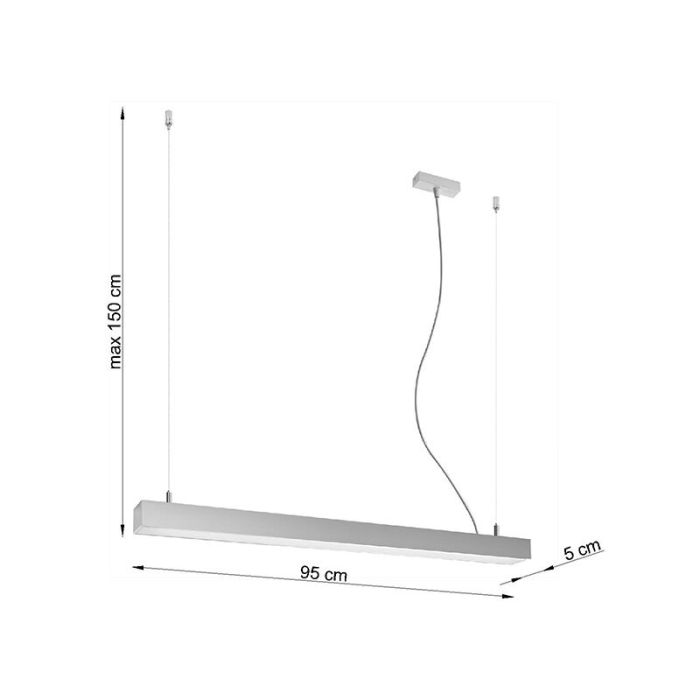 Aluminiowa lampa wisząca szara, Mascha, 31W, 3000K LED