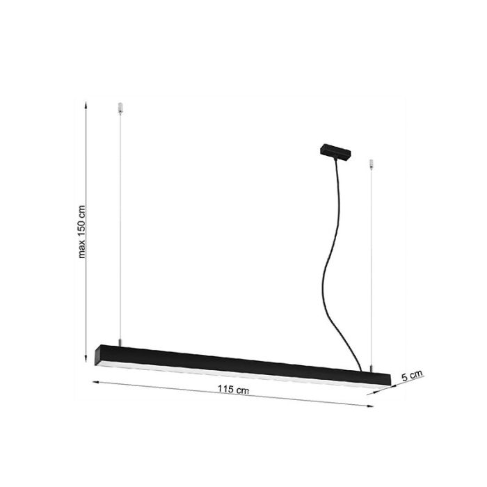 Aluminiowa lampa wisząca czarna, Mascha, 38W, 3000K LED