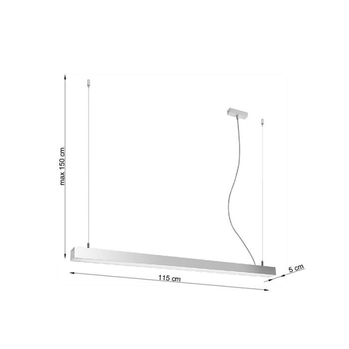 Aluminiowa lampa wisząca szara, Mascha, 38W, 3000K LED