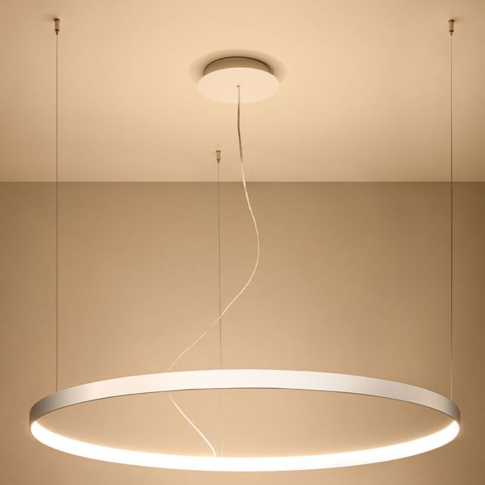 Aluminiowa lampa wisząca biała, Ringo, 70W, 3000K LED