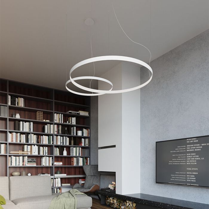 Aluminiowa lampa wisząca biała, Ringo, 70W, 3000K LED