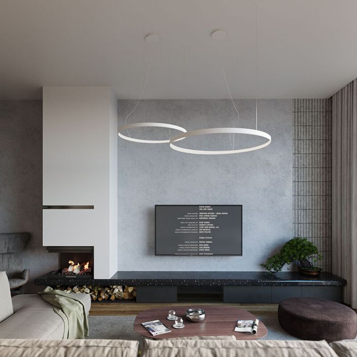 Aluminiowa lampa wisząca biała, Ringo, 70W, 3000K LED