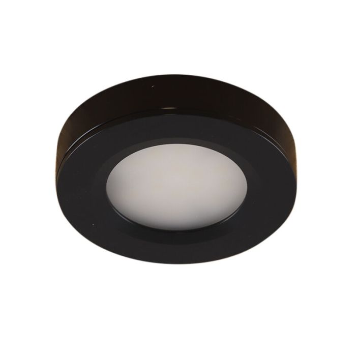 5 okrągłe lampy do szafki kuchennej, czarny, z zestawem przyłączeniowym i pilotem