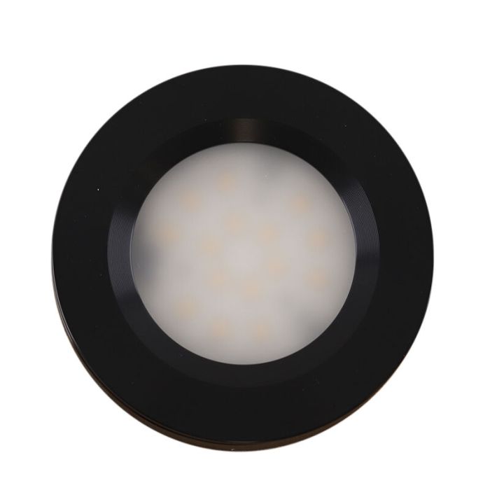 5 okrągłe lampy do szafki kuchennej, czarny, z zestawem przyłączeniowym i pilotem