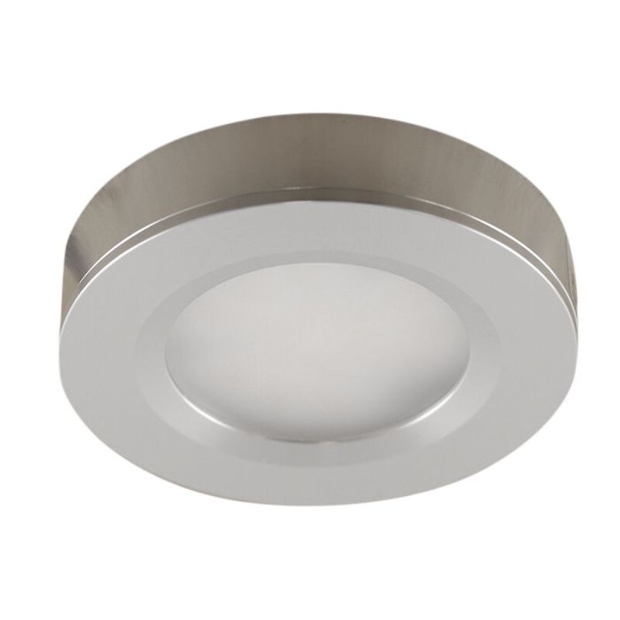 2 okrągłe lampy do szafki kuchennej, srebro, z zestawem przyłączeniowym i pilotem