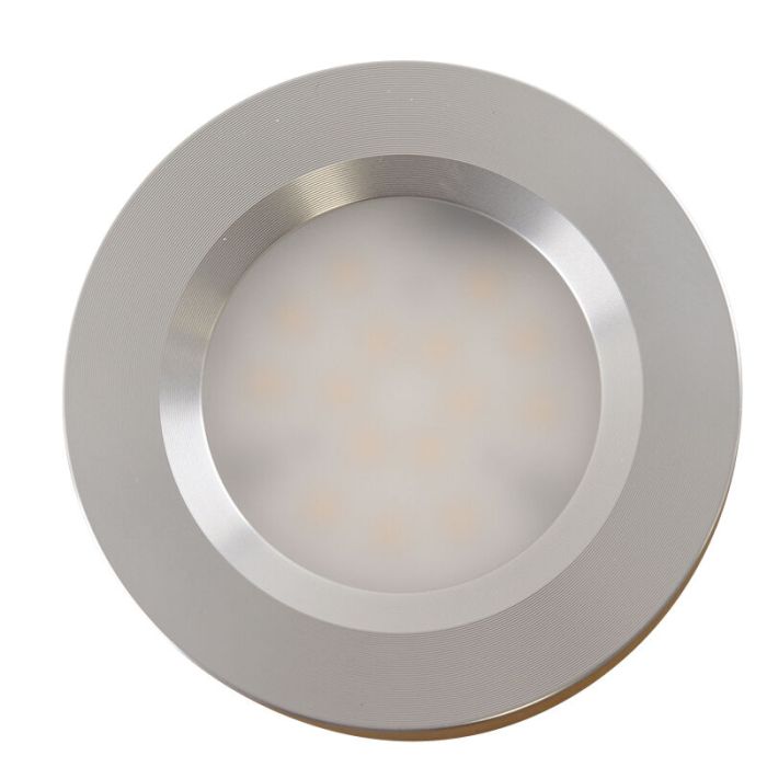 5 okrągłe lampy do szafki kuchennej, srebro, z zestawem przyłączeniowym i pilotem
