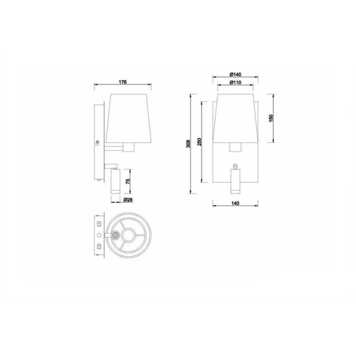 Niklowy kinkiet design, Soro, 40W, 3000K LED, z przełącznik