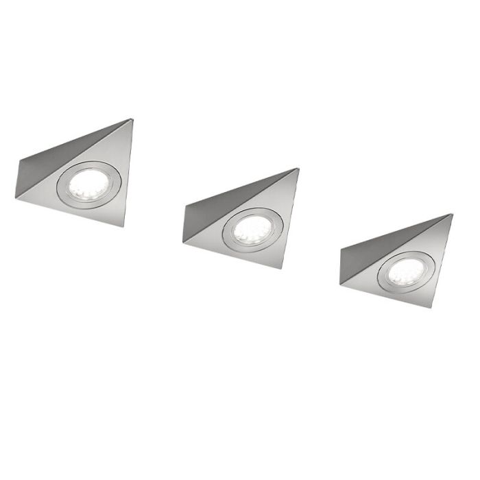 Niklowy oświetlenie szafek kuchennych metalowy, Zerdali, 3W, 3000K LED, z przełącznik