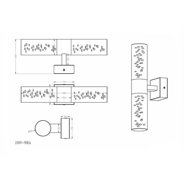 Chromowany kinkiet up down design, Delfina, 3,2W, 3000K LED, IP44