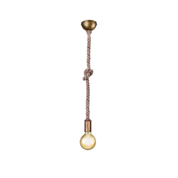 Brązowa lampa wisząca bez abażur rustykalna, Inca