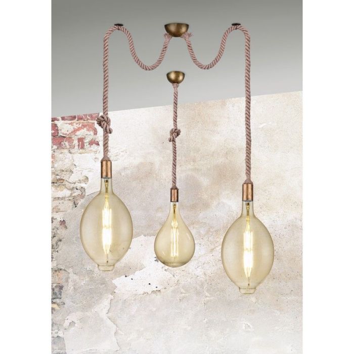 Brązowa lampa wisząca bez abażur rustykalna, Inca