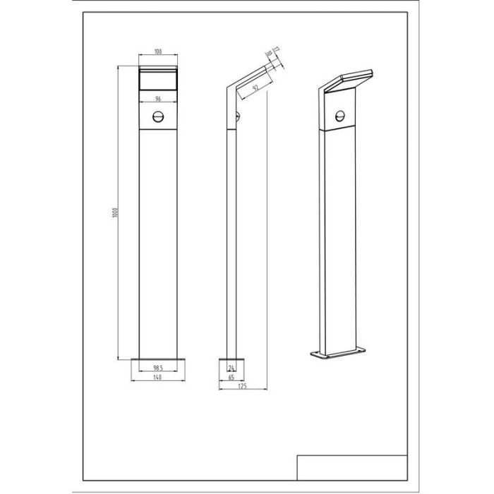 Antracytowa lampa podłogowa zewnętrzna z czujnikiem ruchu nowoczesna, Solana, 9W, 3000K LED, IP54