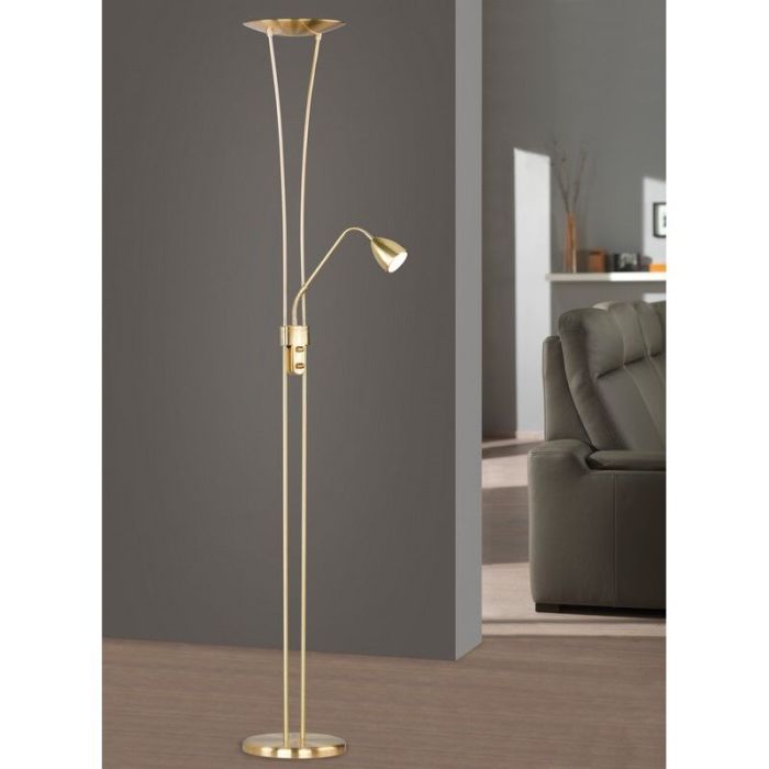 Mosiądz lampa stojąca klasyczna, Stijn, 20W, 3000K LED, z przełącznik