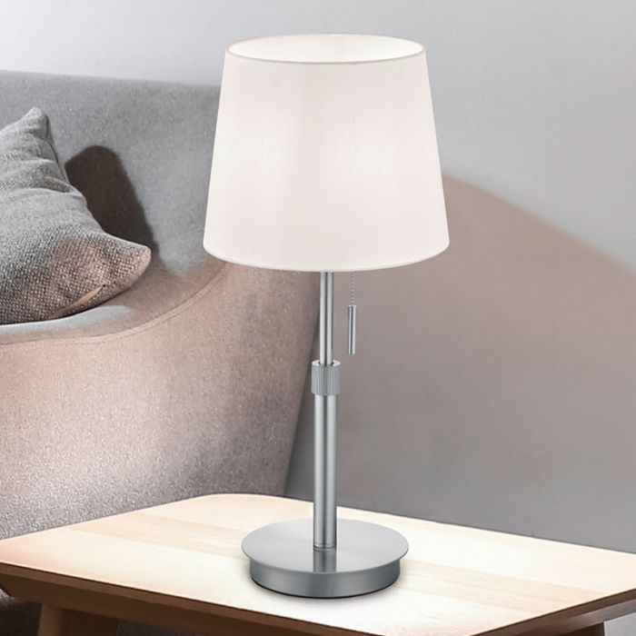 Niklowa lampa stołowa klasyczna, Niva, z przełącznik pociągowy