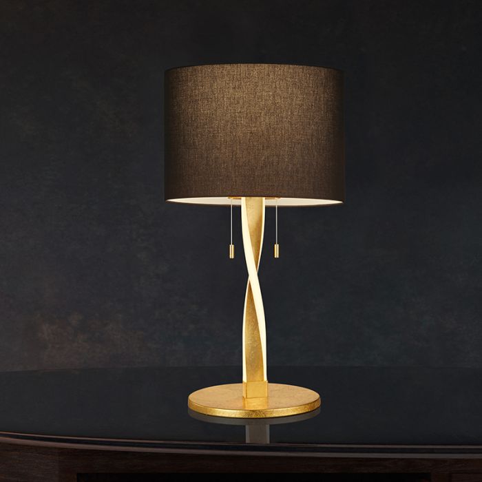 Złota lampa stołowa nowoczesna, Ramten, 3W, 3000K LED, z przełącznik pociągowy