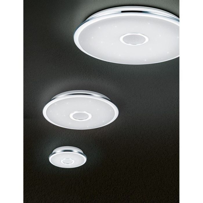 Chromowany plafon sufitowy szklany, Yailee, 100W, regulowana ciepła do zimnej bieli LED, z pilot